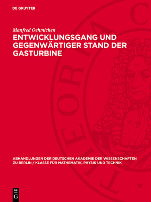 cover image of Entwicklungsgang und gegenwärtiger Stand der Gasturbine